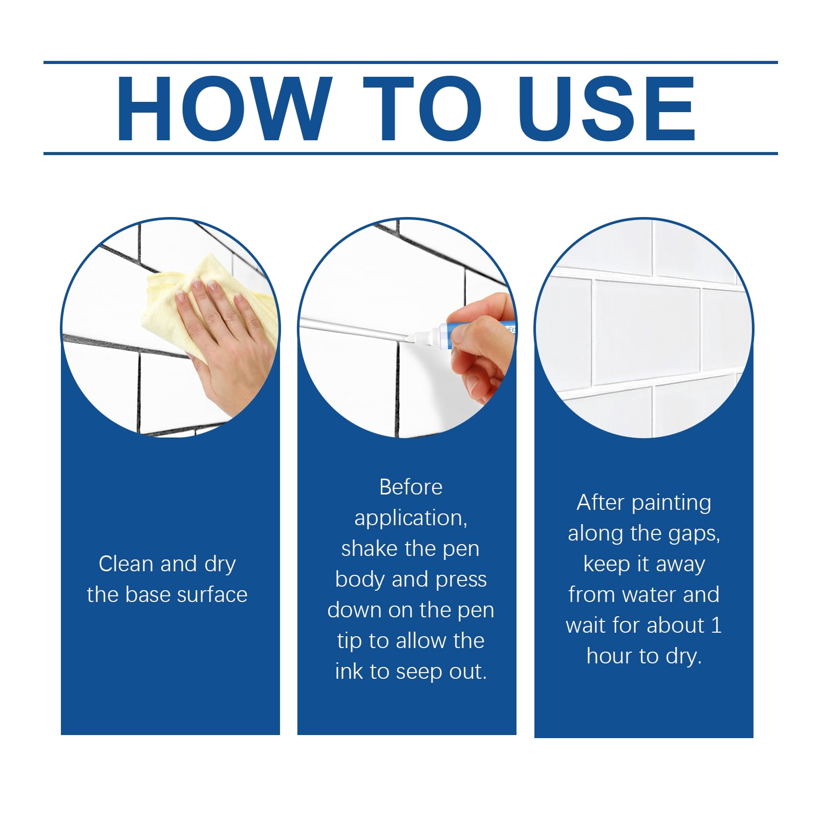 Alvantor Waterproof Mildew Resistant Grout Pen for Bathroom and Kitchen, White, 2-Pack