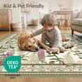 thumbnail image 4 of ODIKA 3'x5' Sage Green Boho Vintage Botanical Washable Accent Rug Wisteria Vine Trail Centered Bloom Layout Cottagecore for Bedside, Nursery Room, Pet Friendly & Non-Shedding, 4 of 7