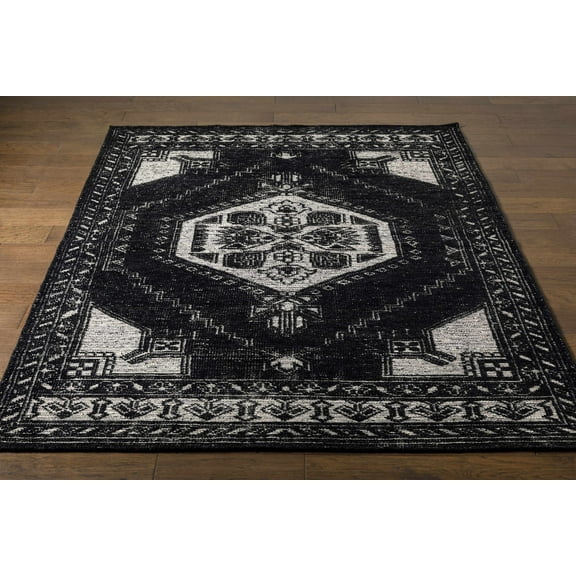 BoutiqueRugs Minapan Traditional Area Rug - Cream, Black - 18" x 18" Sample