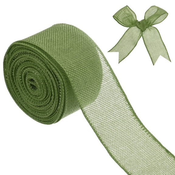Uxcell Burlap Ribbon, 2" x 10 Yards Burlap Wired Edge Ribbon, Christmas Tree Ribbon, Rustic Burlap Wrap Trim Ribbons [Olive Green]
