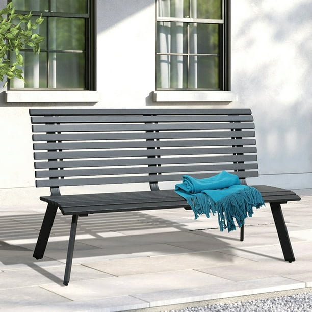 Outdoor Patio Bench, RustResistant Aluminum Garden Bench, Patio Porch Chair Furniture with