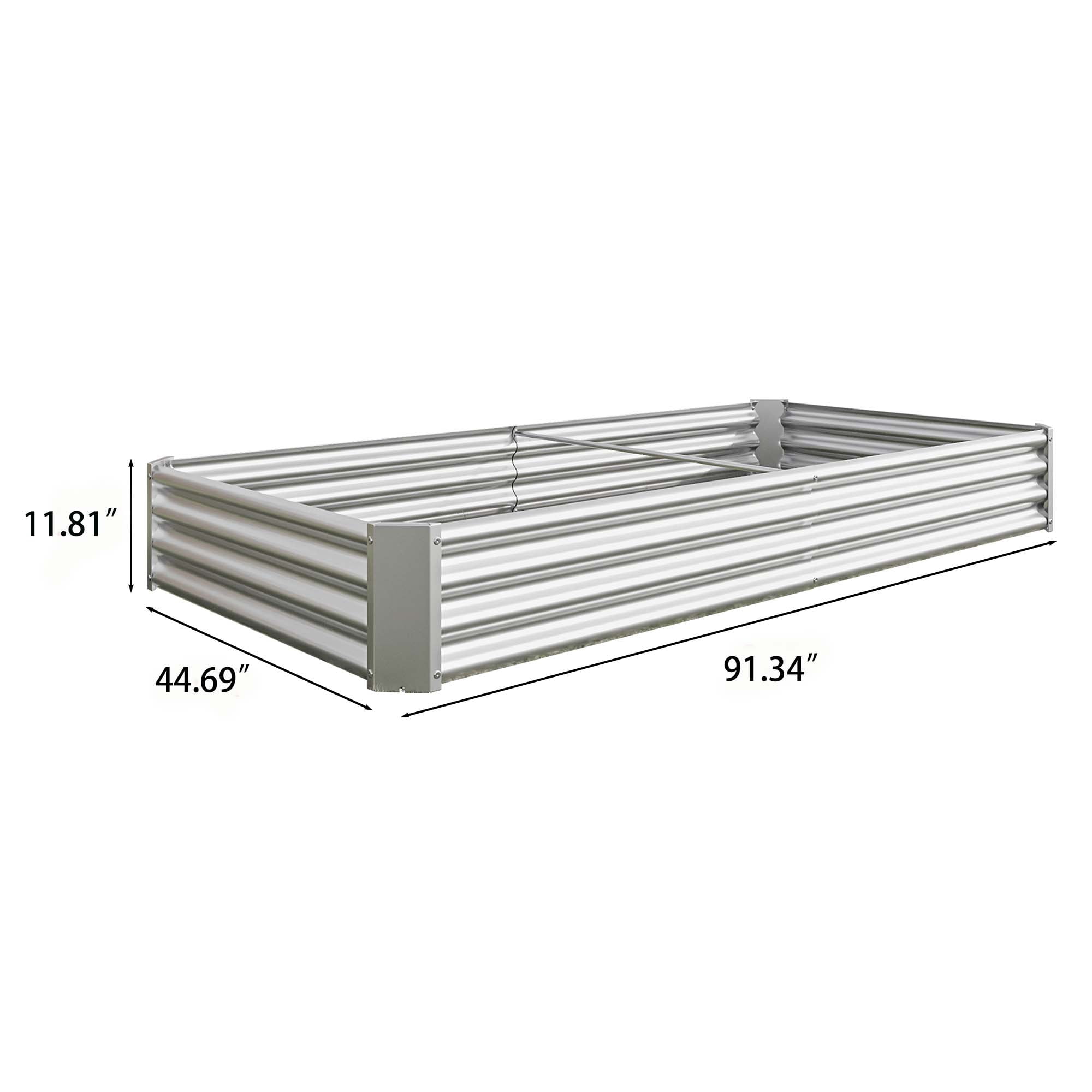 Aukfa Raised Garden Bed Kit - Garden Outdoor Planter Box for Vegetables - 7.6 ft x 3.7ft - Silver