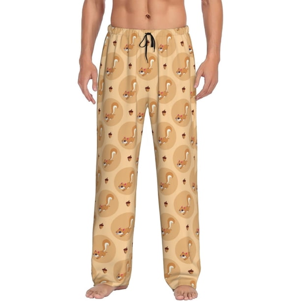 Fotbe Squirrel And Nuts Pantalones de Pijama para Hombre, Pantalones de Dormir, Pantalones de Casa con Cintura Ajustable y Bolsillos-Medium