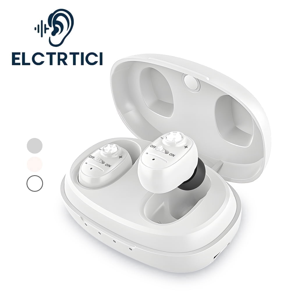 ELCTRTICI Hearing Aids for Seniors, Rechargeable, VHP-1607, White, Binaural