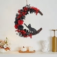 thumbnail image 1 of Halloween Skeleton Wreath, 13.78*16.93 Inch for Front Door with Artificial Roses, Garland Creepy Decor for Home, Party Ghost House Decoration Props Halloween Wreath, 1 of 8