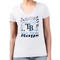 thumbnail image 4 of Women's G-III 4Her by Carl Banks White Tampa Bay Rays Collage Team Graphic V-Neck Fitted T-Shirt, 4 of 5