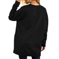 thumbnail image 4 of HUBERY Women Round Neck Pocket Long Sleeve Solid Color Sweatshirt, 4 of 4