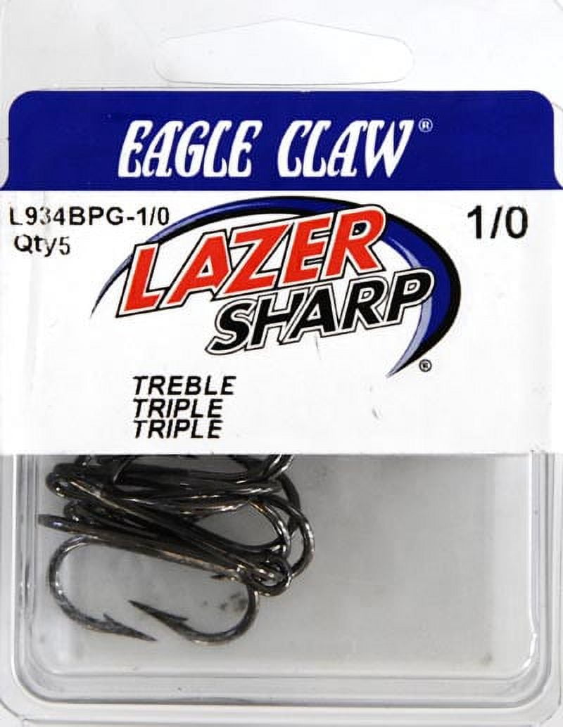 (2 pack) Eagle Claw Lazer Sharp 5 Pieces Plain Shank Hook, Size 1/0