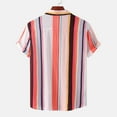 thumbnail image 5 of IYTR Mens Beach Shirts Short Sleeve T Shirts Comfy Button Down Turndown Collar Casual Stripe Color Matching Summer Fashion Tropical Hawaiian Vacation Shirts Red L, 5 of 7