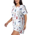 thumbnail image 2 of Kdxio Nautical Lighthouse Sailboat Print Pajamas Sets for Women Short-Sleeved Pjs with Lounge Shorts Two Piece Sleepwear S-4XL, 2 of 8