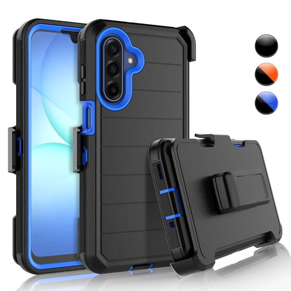 Njjex For Samsung Galaxy A17 6.7" 5G Case with Belt-Clip Holster ,Heavy Duty Protective Drop Protection Shockproof Cover with [Built in Screen Protecotr] - Blue