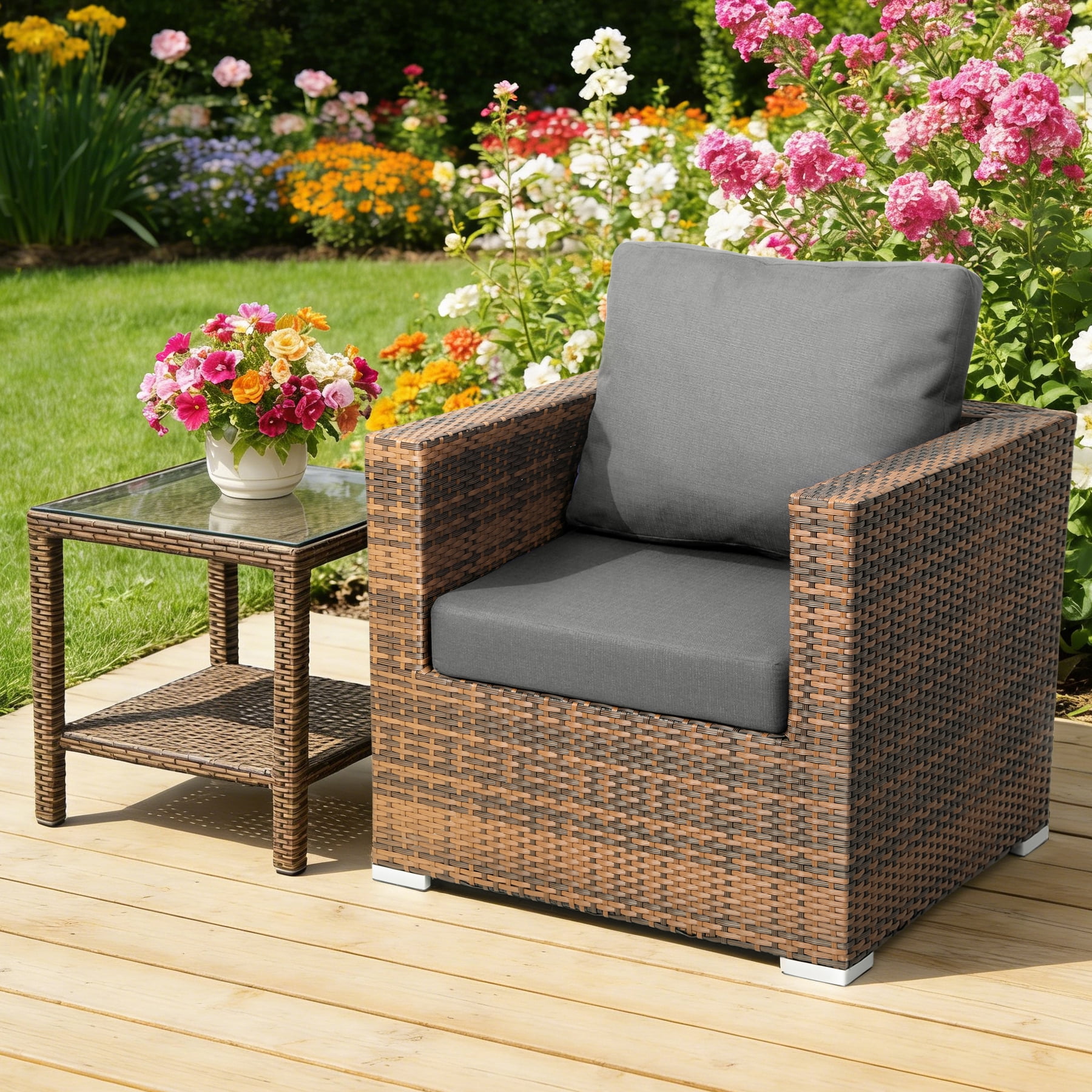 Favoyard Deep Seat Patio Cushion Set, 22 inch Rainproof & Fadeness Patio Cushions for Outdoor Chair Couch with Removable Cover