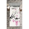 thumbnail image 3 of Ambesonne Tree Quilted Bedspread Set 2 Pcs, Romantic Bird Silhouettes Art, Twin Size, Black Lime Pink, 3 of 3