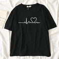 thumbnail image 2 of Camiseta negra de latido del corazón para mujer, Tops gráficos de estilo coreano Harajuku de los años 90 para mujer, camiseta Kawaii Y2K para mujer, envío directo, 2022, 2 of 4