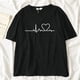 thumbnail image 2 of Camiseta negra de latido del corazón para mujer, Tops gráficos de estilo coreano Harajuku de los años 90 para mujer, camiseta Kawaii Y2K para mujer, envío directo, 2022, 2 of 4