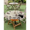 thumbnail image 3 of Outdoor Tablecloth with Umbrella Hole and Zipper, Halloween Round Table Cloth 54 Inch Waterproof Tablecloth, Orange Beige Spi-der Stars Halloween Picnic Table Cover for Patio Camping, 3 of 7