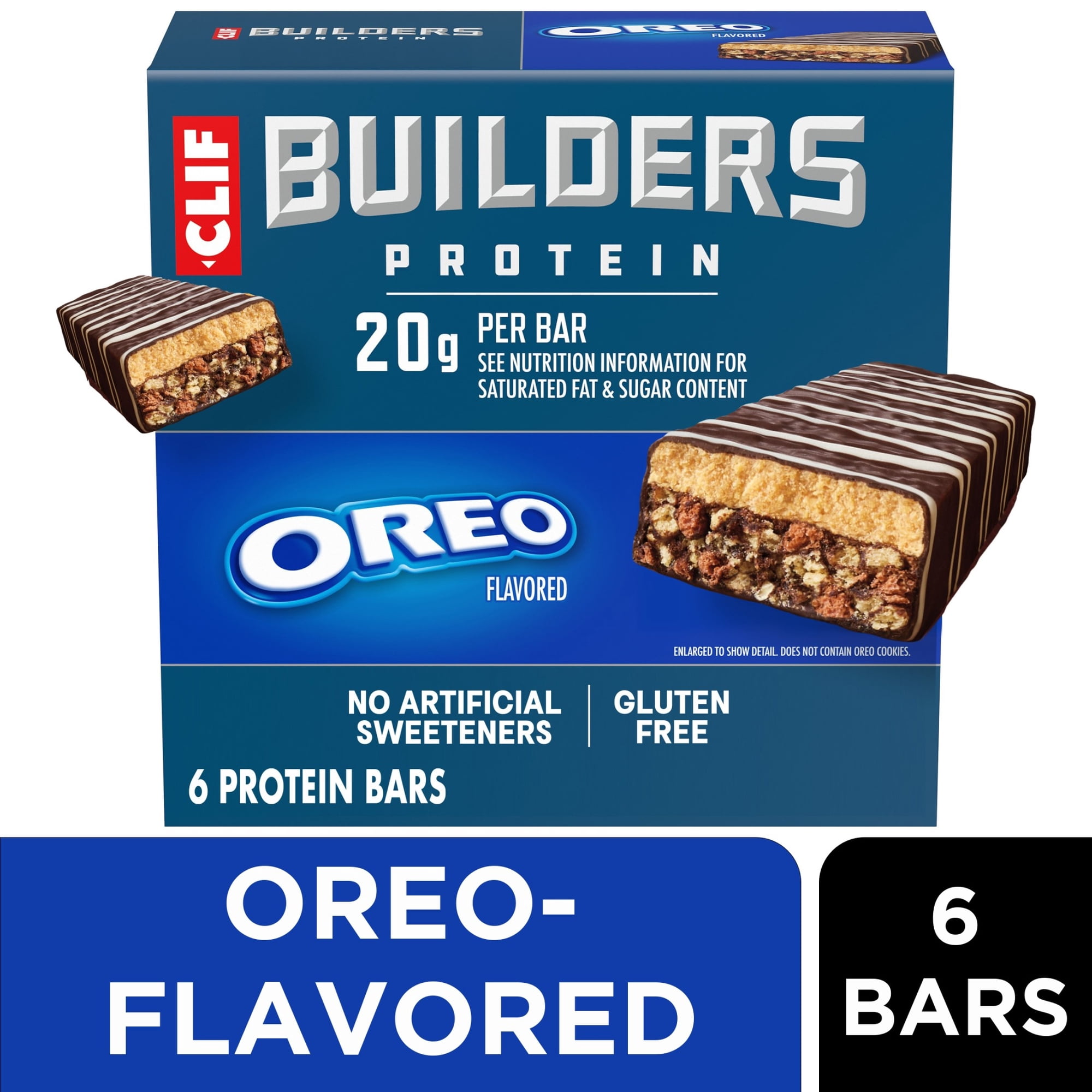 CLIF BUILDERS Protein Bars OREO-Flavored, Plant Protein, Gluten Free Bar, 6 Count