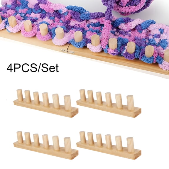 ZEPARO Chunky Knitting Loom Gifts Beginners Yarn Craft Portable Wooden Blanket Loom 4 Piece