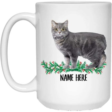 

Funny Personalized Text Gifts Manx Cat Blue Custom Name Christmas 2022 Gifts White Coffee Mug White 15oz