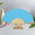 thumbnail image 4 of Unique Bargains 1 Pc Portable DIY 7-Inch Blank Folding Fan for Masquerade Bamboom Paper Blue, 4 of 5