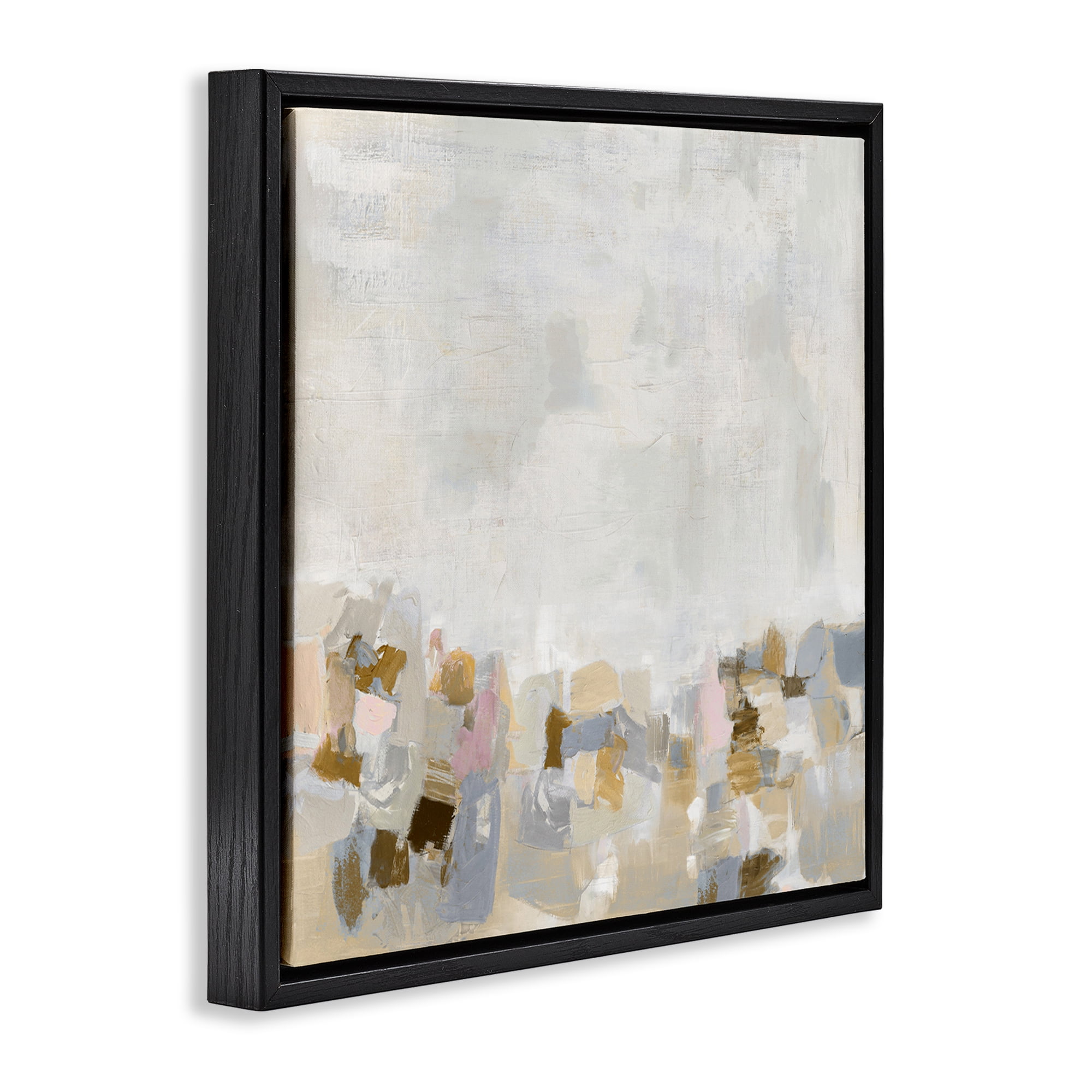 Stupell Industries Rustic Beige & Grey Abstract Painting Black Floater Framed Canvas Art Print Wall Art, 18 x 18