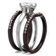 thumbnail image 4 of Luxe Jewelry Designs Set of 3 Women's Dark Brown Ion Plated Stainless Steel Wedding Rings with CZ -, 4 of 4