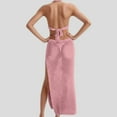 thumbnail image 5 of Womens Crochet Beach Cover Up Dress V-Neck Sleeveless Long Knit Halter Backless Bikini Wrap with Cut-Out, Summer Swimwear Cover Ups, 5 of 7