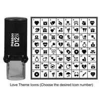 Printtoo Personalized Love Theme Icons Round Rubber Stamp Self Inking Stamper 12 mm-Blue