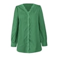 thumbnail image 4 of Lmueinov Womens Tunic Tops Long Sleeve Fall Tops Fashion Women's V-Neck Lace Solid Casual T-shirt Blouse, 4 of 6