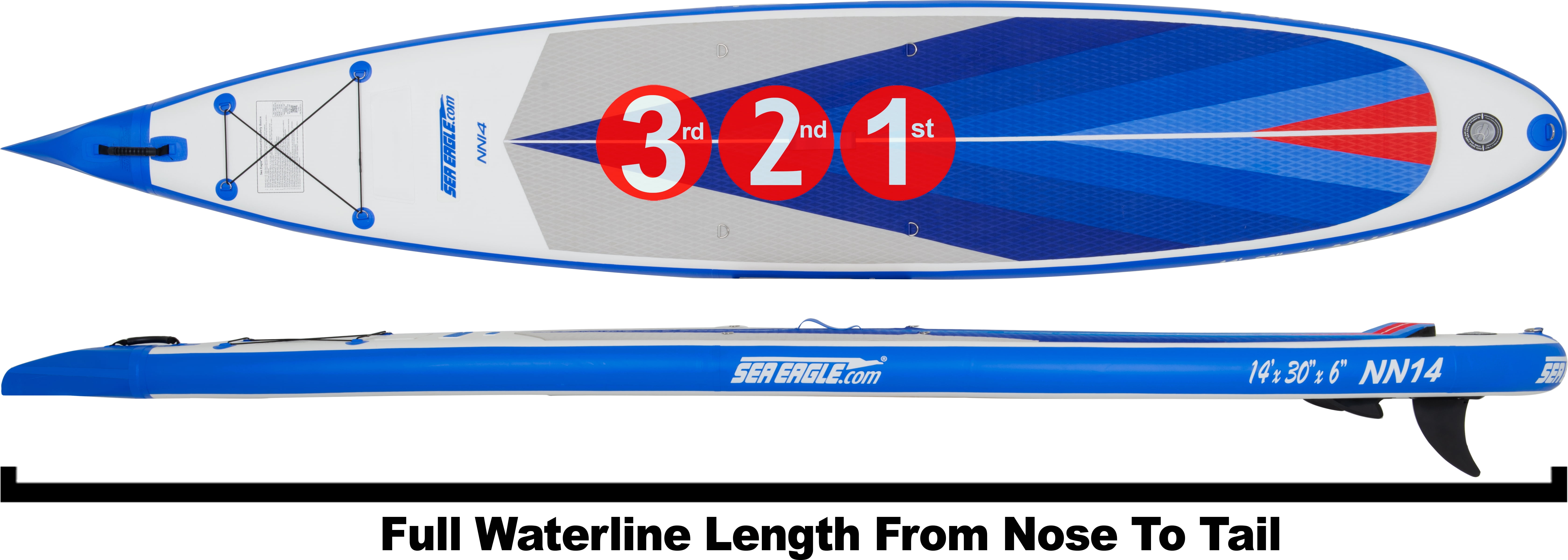 Sea Eagle NeedleNose 14’ Inflatable Lightweight High Pressure Drop Stitch Stand Up Paddle Board SUP, Patented Wave Piercing Bow- Start Up Package