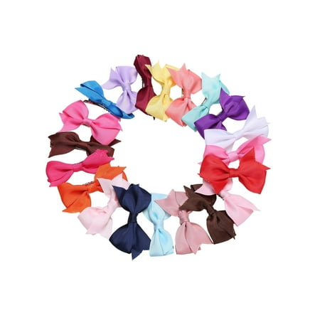 20 Colors Girls Hair Clips  Alligator Clips Bow Ribbon Kids Sides, 20 Pcs  (Best Alligator Clips For Hair Bows)