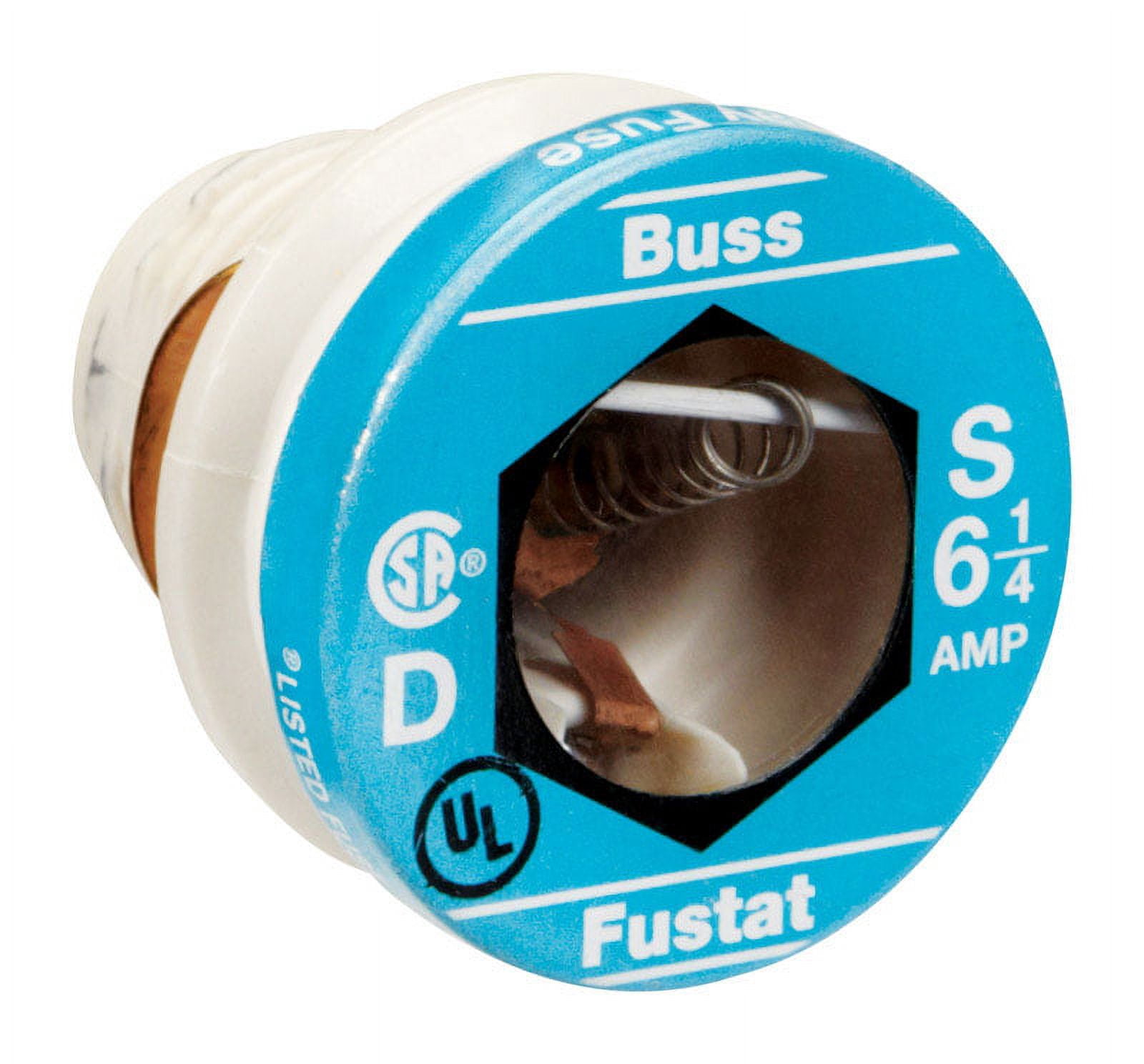 Bussmann 6-1/4 amps Plug Fuse 4 pk - Total Qty: 1; Each Pack Qty: 4; Total Items Rec: 4