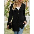 thumbnail image 4 of Women'S 2025 Fall Fashion Cardigan Soft Knit Cardigan for Women Long Sleeve Open Front Coat with Pockets Black XL, 4 of 9