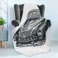 thumbnail image 4 of Cars Soft Flannel Fleece Throw Blanket, Hand Drawn Vintage Vehicle with Detailed Front Part Hood Lamps Rear View Mirror, Cozy Plush for Indoor and Outdoor Use, 60" x 80", Grey Blue Grey, by Ambesonne, 4 of 5