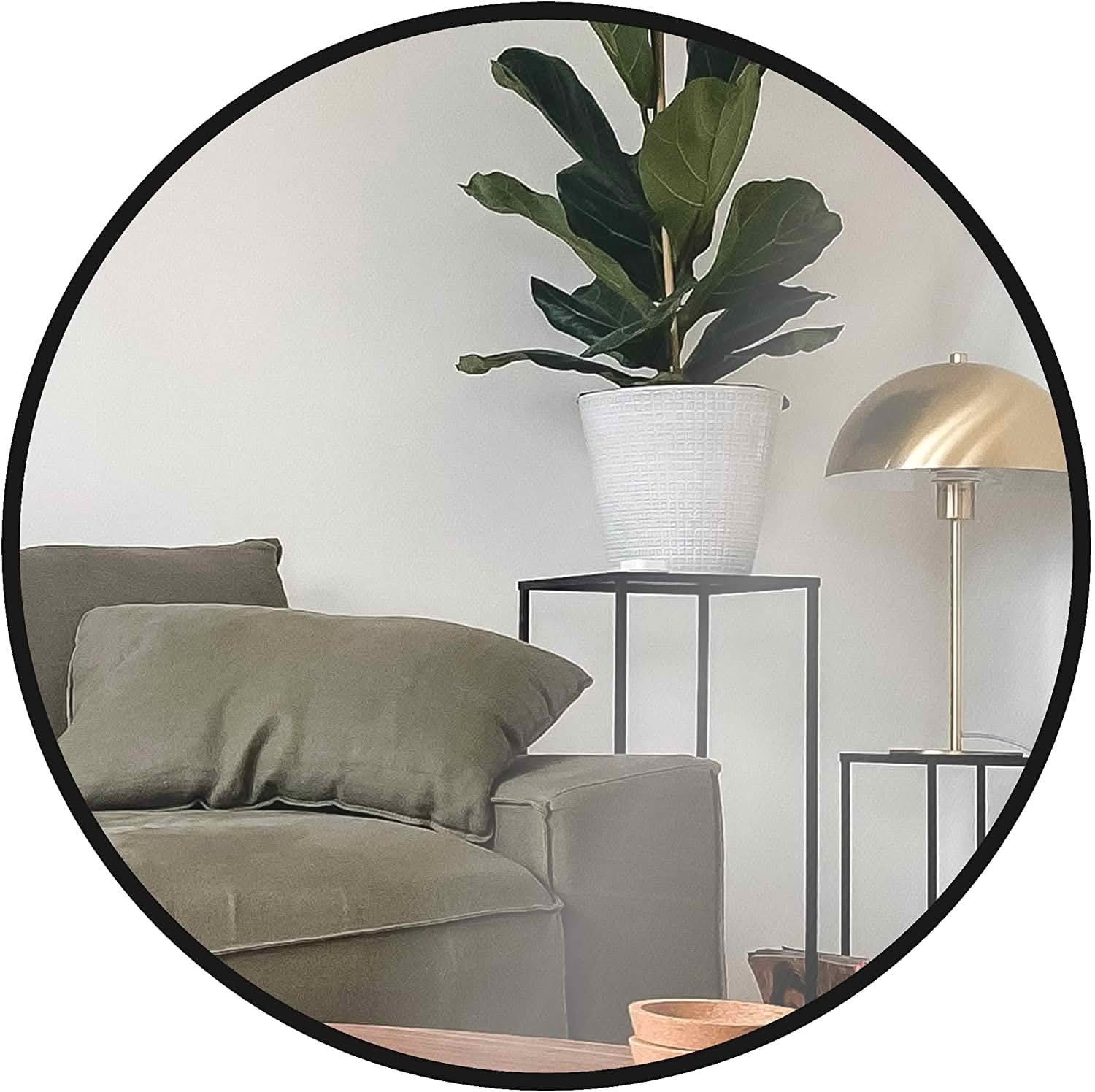 MAYEERTY 30 Inch Black Metal Framed Round Bathroom Wall Mirror, for Home Bathroom Use