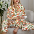 thumbnail image 6 of Yiaed Fruits Peach2 Print Pajamas Women's Long Sleeve Sleepwear Soft Button Down Loungewear Pjs Lounge Set Nightwear Womens Pajama Pants-Medium, 6 of 7