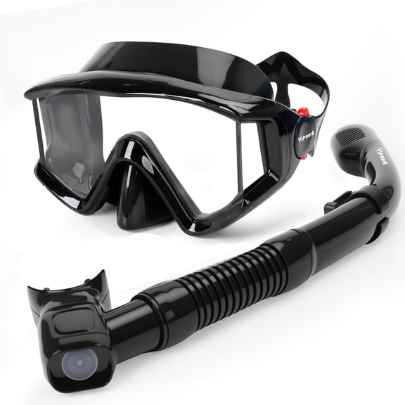 Yimserk Snorkeling Gear for Adults, Anti-Fog 180°Panoramic Snorkel Mask Set with Dry Top Snorkel Tube, Soft Silicone Scuba Gear, Adult Snorkel Set with Mesh Bag for Swimming Diving Travel