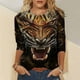 thumbnail image 1 of Puntoco Blusa informal de manga larga con cuello redondo y estampado de animales novedosos para mujer Puntoco Puntoco-1319, 1 of 5