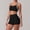 Black, variant on PISONIC Women 2 Piece Color Block Workout Set, Double Strap Racerback Sports Bra & High Waist Butt Lifting Biker Shorts, Summer Breathable Yoga Gym Activewear Outfit