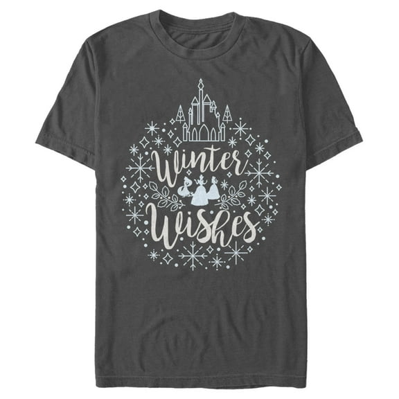 Men's Snow White and the Seven Dwarfs Princesses Winter Wishes Graphic Tee Charcoal 3X Large