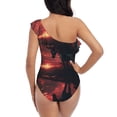thumbnail image 5 of Gukieu Lone Rider Under Red Sky Print One-shoulder Ruffled One-piece Swimsuit with Removable Chest Pads and Tummy-control Swimsuit for Women-X-Large, 5 of 6