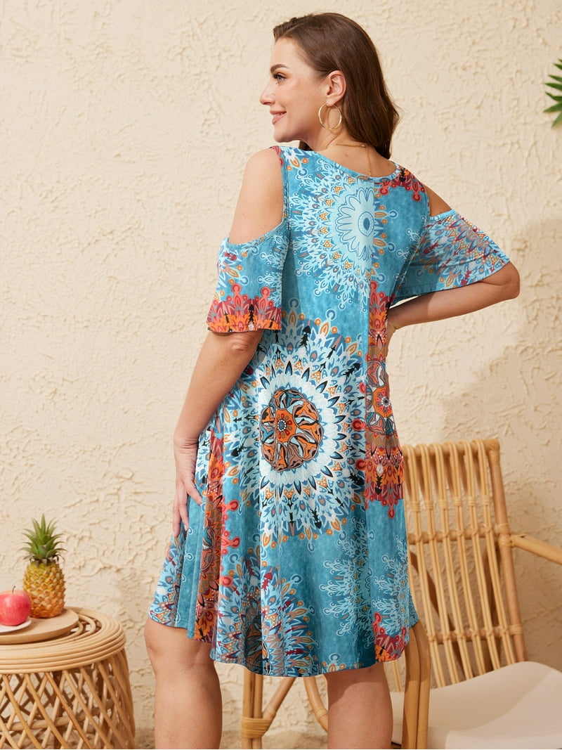 knee length dresses for ladies Ever-Pretty Spaghetti Strap Cold Shoulder Chiffon A-Line Wedding Guest Dresses main image 0