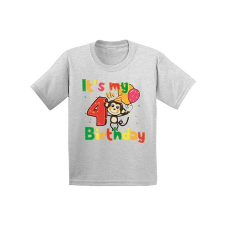 Awkward Styles Monkey Birthday Toddler Shirt Monkey Birthday Party 4th Birthday Party It's My 4th Birthday Shirt I'm Four Shirt Birthday Boy Tshirt Monkey Birthday Girl Shirt Gifts for 4 Year