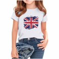 thumbnail image 2 of MKOSPLRT British Flag Kids Tshirt 2-13 Years Short Sleeve Cotton Crewneck Tee with Union Jack Print Casual Holiday Tee Shirts, 2 of 4