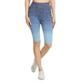 thumbnail image 2 of Women's Dip Dye Ombre Activewear Biker Shorts w/High Waist Band, Denim, S, 2 of 3