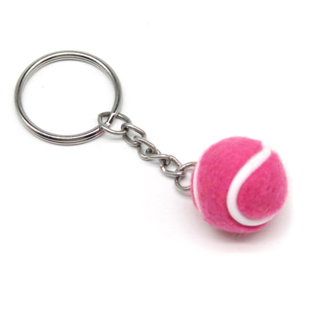 POWERTI Fuzzy Mini Tennis Ball Keychain in Pink, Large Size 3.8cm, Perfect Gift for Tennis Enthusiasts