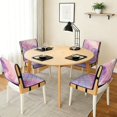 thumbnail image 3 of TSOVTHRID Pink Purple Marble Print Quilted Dining Chair Cushion Covers Stretchy Soft Seat Cushion Slipcovers Removable Armless Chair Covers with Detachable Strap, Set of 1, 3 of 7