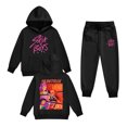 thumbnail image 1 of Pop cazadora para niña Hooded Sweatshirt Set,Soft Streetwear Pullover,Cute Long Sleeve Hoodie for Fall Winter （Black）, 1 of 2