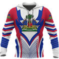 thumbnail image 3 of Sudadera con capucha para hombre y mujer, diseño retro de la isla de Haití, con la bandera del país haitiano, impresión 3D, con capucha, estilo urbano, 3 of 5