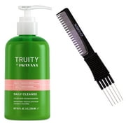 Truity by PRAVANA Daily Cleanser, Color Safe Vegan Shampoo (w/ SLEEKSHOP Premium Teasing Comb) (DAILY CLEANSE, 10 oz / 296 ml)